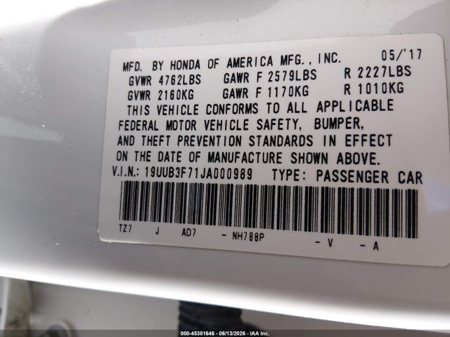 Acura Tlx Advance Pkg 2018 19UUB3F71JA000989 Image 9