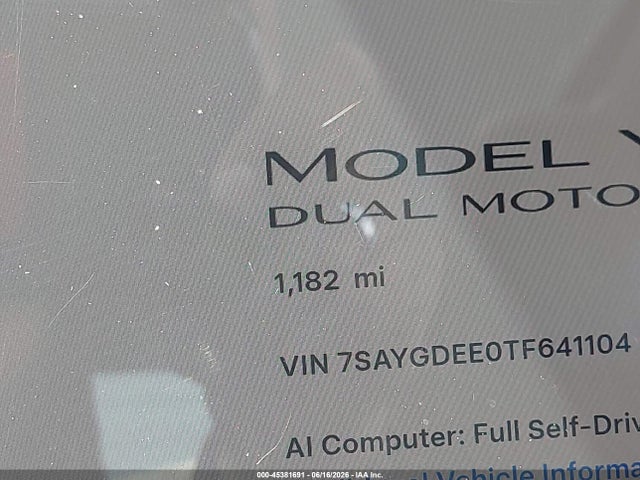 7SAYGDEE0TF641104 Tesla Model Y All-wheel Drive/long Range Launch Series/premium All-wheel Drive