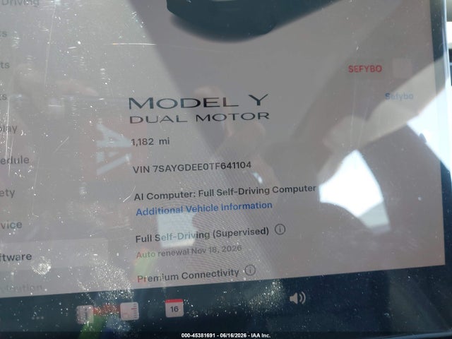 7SAYGDEE0TF641104 Tesla Model Y All-wheel Drive/long Range Launch Series/premium All-wheel Drive