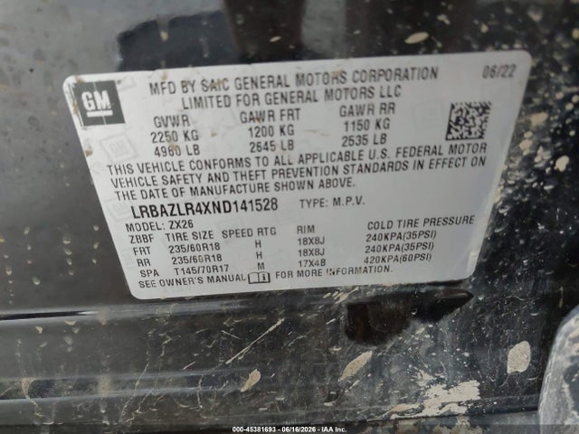 2022 Buick Envision Fwd Preferred მანქანა იყიდება აუქციონზე, vin: LRBAZLR4XND141528, აუქციონის ნომერი: 45381693