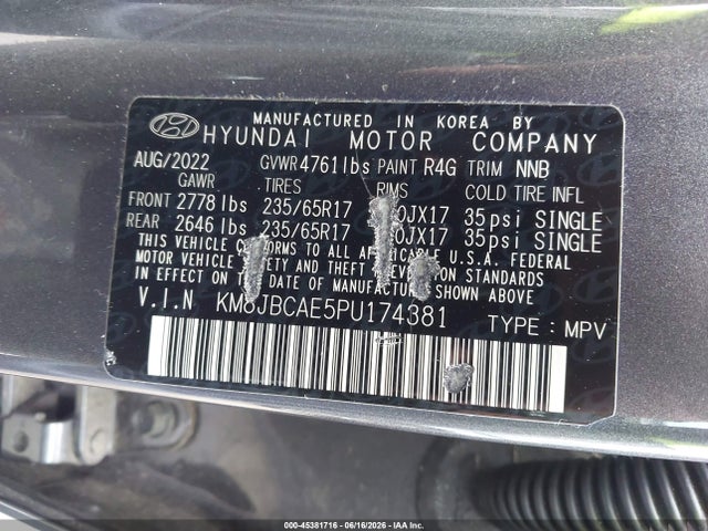 2023 Hyundai Tucson Sel მანქანა იყიდება აუქციონზე, vin: KM8JBCAE5PU174381, აუქციონის ნომერი: 45381716