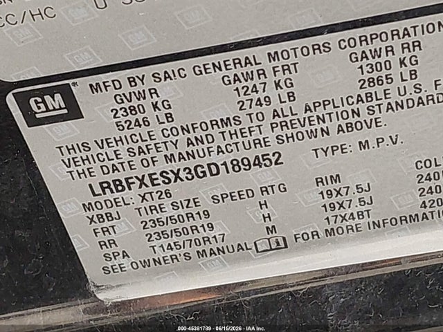 Aukcja sprzedaży 2016 Buick Envision Premium I, vin: LRBFXESX3GD189452, numer aukcji: 45381789