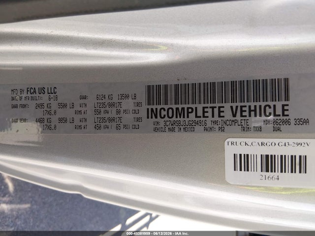 RAM 3500 Chassis Tradesman/slt 2018 3C7WRSBJ3JG294916 Image 9