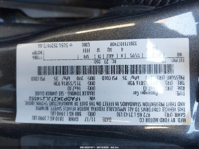 Продажа на аукционе авто 2018 Ford Focus Se, vin: 1FADP3K27JL214552, номер лота: 45381971