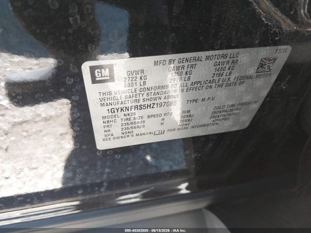 Продажа на аукционе авто 2017 Cadillac Xt5 Platinum, vin: 1GYKNFRS5HZ197086, номер лота: 45382000