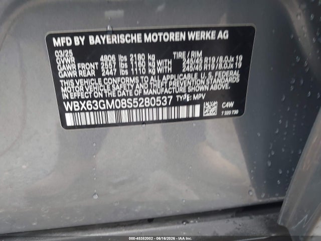 Aukcja sprzedaży 2025 Bmw X2 Xdrive28i, vin: WBX63GM08S5280537, numer aukcji: 45382002