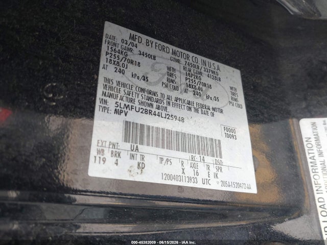 Продажа на аукционе авто 2004 Lincoln Navigator, vin: 5LMFU28R44LJ25948, номер лота: 45382009