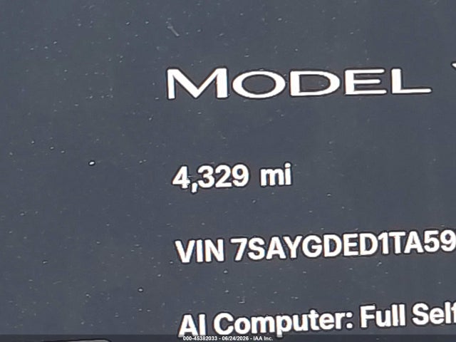 2026 Tesla Model Y Premium Rear-wheel Drive/rear-wheel Drive მანქანა იყიდება აუქციონზე, vin: 7SAYGDED1TA597862, აუქციონის ნომერი: 45382033