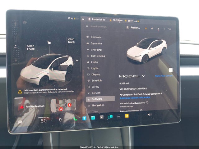 2026 Tesla Model Y Premium Rear-wheel Drive/rear-wheel Drive მანქანა იყიდება აუქციონზე, vin: 7SAYGDED1TA597862, აუქციონის ნომერი: 45382033