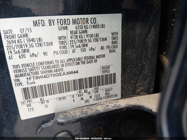 1FT8W4DT0GEA39844 Ford F-450 Xl
