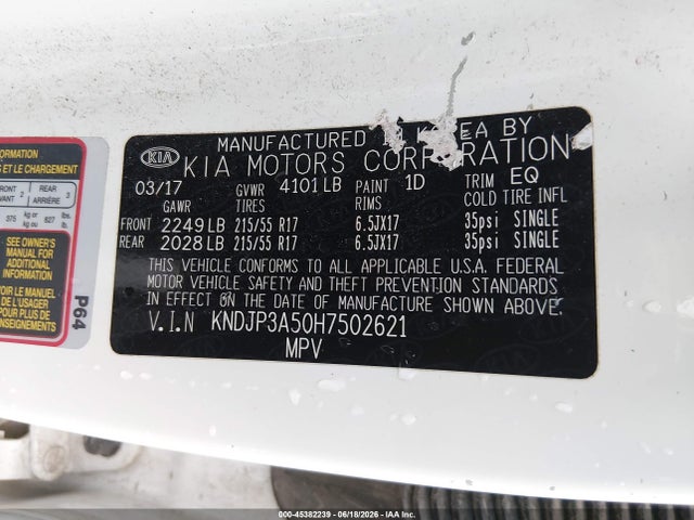 KIA SOUL + 2017 KNDJP3A50H7502621 Image 9