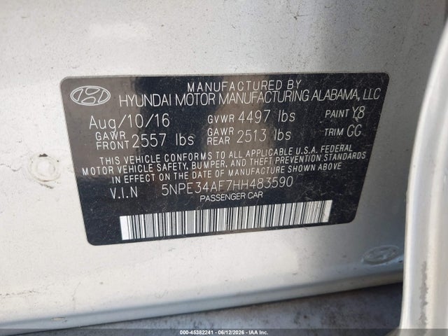 Hyundai Sonata Sport 2017 5NPE34AF7HH483590 Image 9