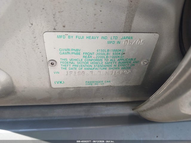 2006 Subaru Forester 2.5x L.l. Bean Edition მანქანა იყიდება აუქციონზე, vin: JF1SG67676H715892, აუქციონის ნომერი: 45382377