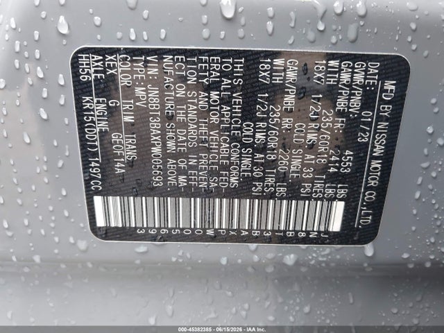 45382385 :رقم المزاد ، JN8BT3BAXPW005693 vin ، 2023 Nissan Rogue Sv Fwd مزاد بيع