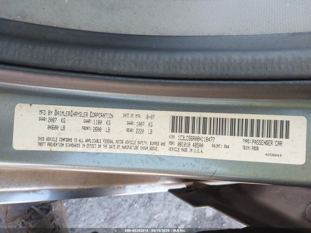 45382414 :رقم المزاد ، 1C3LC56R08N118477 vin ، 2008 Chrysler Sebring Touring مزاد بيع