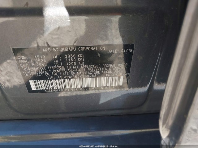 Subaru Legacy 2.5i Premium 2019 4S3BNAF60K3032881 Image 9