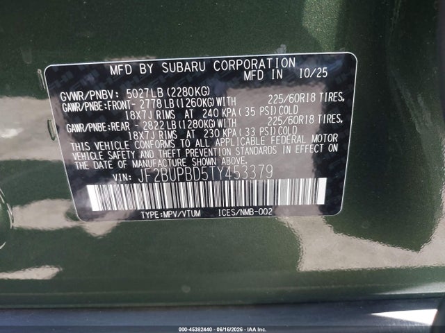 JF2BUPBD5TY453379 Subaru Outback Premium