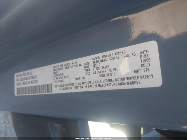 Aukcja sprzedaży 2020 Ram Promaster 3500 Cargo Van High Roof 159 Wb Ext, vin: 3C6URVJG1LE136513, numer aukcji: 45382486