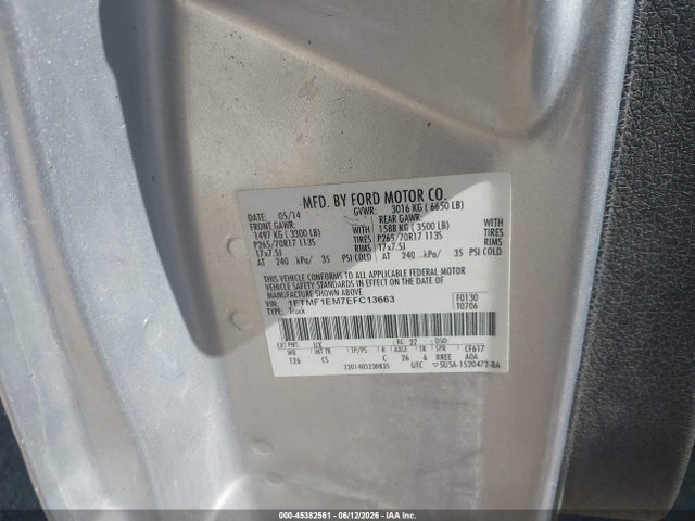 Продажа на аукционе авто 2014 Ford F-150 Xl, vin: 1FTMF1EM7EFC13663, номер лота: 45382561