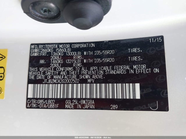 Lexus RX 350 2016 JTJBZMCA2G2002502 Image 9