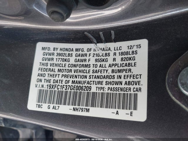 Honda Civic Ex-t 2016 19XFC1F37GE006209 Image 9