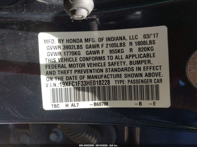 19XFC1F33HE018228 Honda Civic Ex-t