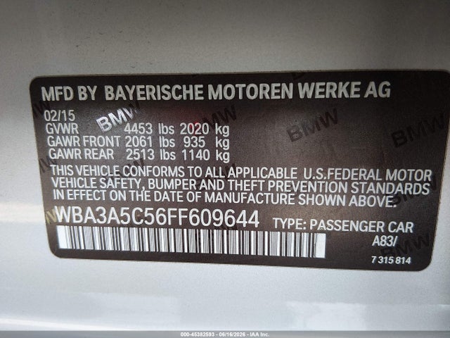 BMW 328I 2015 WBA3A5C56FF609644 Image 9