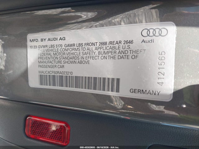 2024 Audi S5 Sportback Premium Plus Tfsi Quattro Tiptronic მანქანა იყიდება აუქციონზე, vin: WAUC4CF50RA023210, აუქციონის ნომერი: 45382605