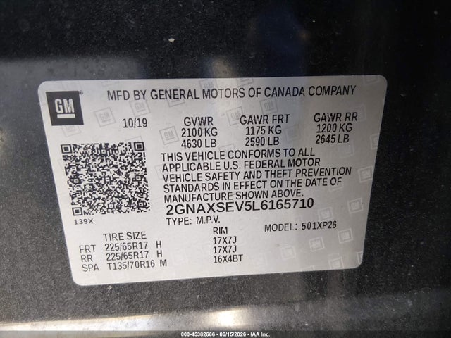 2GNAXSEV5L6165710 Chevrolet Equinox Awd Ls