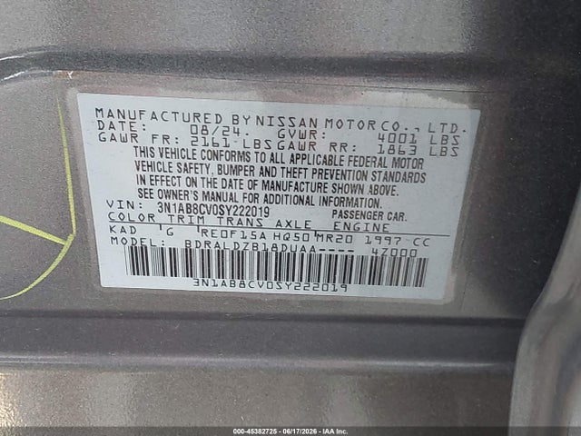 Nissan SENTRA SV 2025 3N1AB8CV0SY222019 Image 9