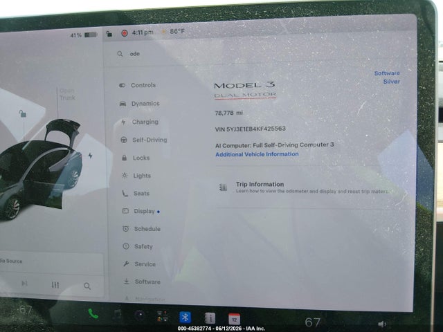 Aukcja sprzedaży 2019 Tesla Model 3 Long Range/performance, vin: 5YJ3E1EB4KF425563, numer aukcji: 45382774