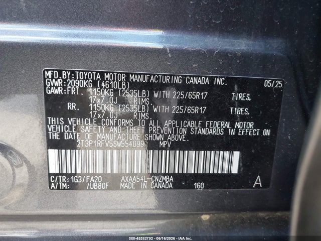2T3P1RFV5SW554099 Toyota Rav4 Xle