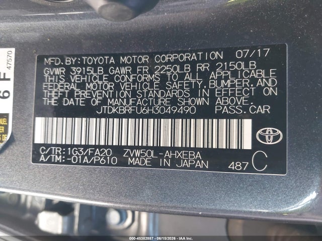 Toyota Prius One 2017 JTDKBRFU6H3049490 Image 9