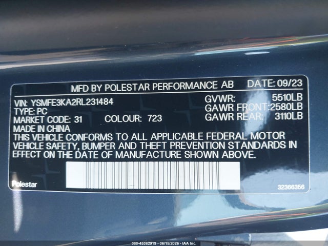 Polestar 2 Long Range Single Motor/long Range Single Motor Plus 2024 YSMFE3KA2RL231484 Image 9