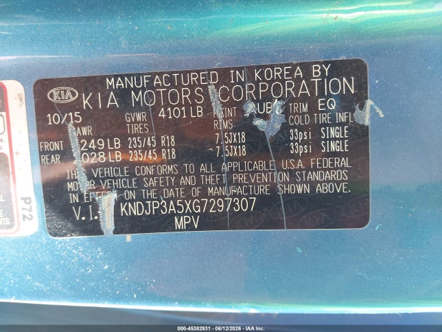 Aukcja sprzedaży 2016 Kia Soul +, vin: KNDJP3A5XG7297307, numer aukcji: 45382931