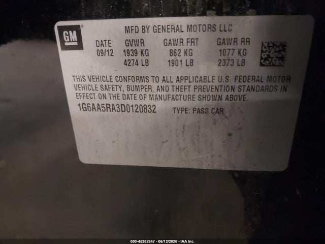 Aukcja sprzedaży 2013 Cadillac Ats Standard, vin: 1G6AA5RA3D0120832, numer aukcji: 45382947