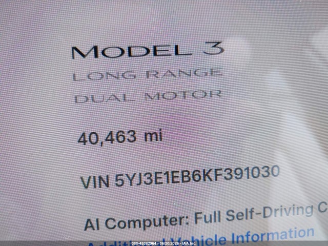 Tesla Model 3 Long Range/performance 2019 5YJ3E1EB6KF391030 Image 16