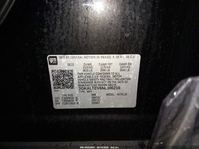Aukcja sprzedaży 2022 Gmc Terrain Awd Sle, vin: 3GKALTEV6NL306216, numer aukcji: 45382993