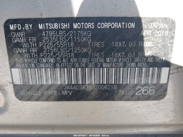 Mitsubishi Outlander Sel 2018 JA4AD3A35JZ056218 Image 9