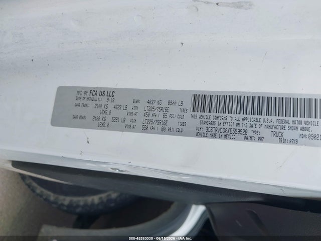 Продаж на аукціоні авто 2019 Ram Promaster 2500 High Roof 159 Wb, vin: 3C6TRVDG0KE559928, номер лоту: 45383030