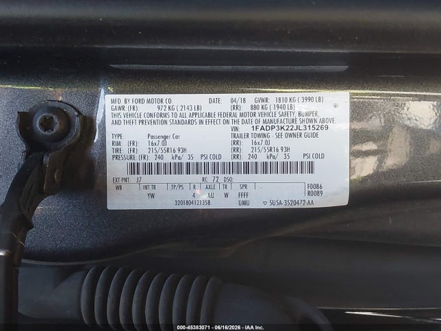 Ford FOCUS SE 2018 1FADP3K22JL315269 Image 9