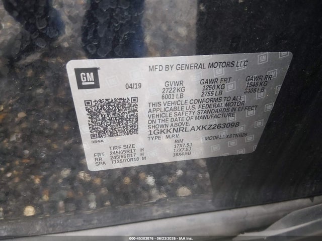 Aukcja sprzedaży 2019 Gmc Acadia Sle-1, vin: 1GKKNRLAXKZ263098, numer aukcji: 45383076
