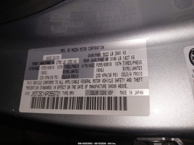 JM3TCBCY4P0659721 Mazda Cx-9 Touring