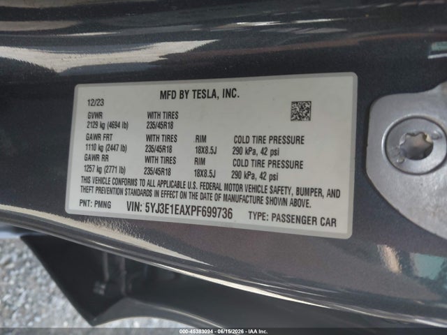 Tesla Model 3 Rear-wheel Drive 2023 5YJ3E1EAXPF699736 Image 9