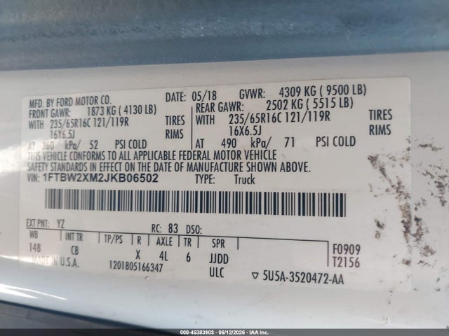 1FTBW2XM2JKB06502 Ford Transit-350