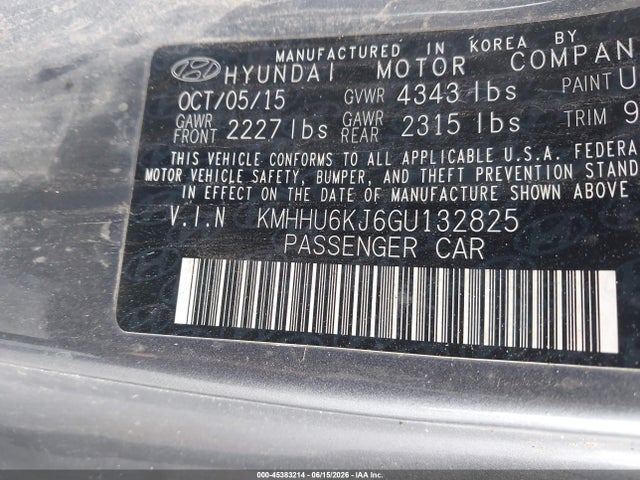 Aukcja sprzedaży 2016 Hyundai Genesis 3.8 Ultimate, vin: KMHHU6KJ6GU132825, numer aukcji: 45383214