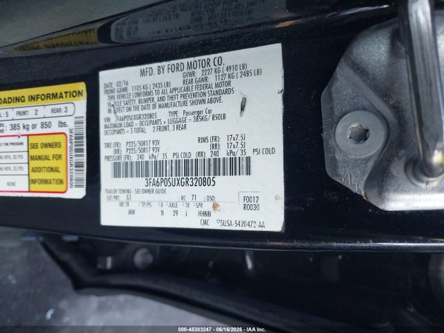 Ford Fusion Energi Titanium 2016 3FA6P0SUXGR320805 Image 9