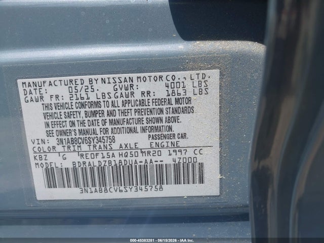 Nissan SENTRA SV 2025 3N1AB8CV6SY345758 Image 9