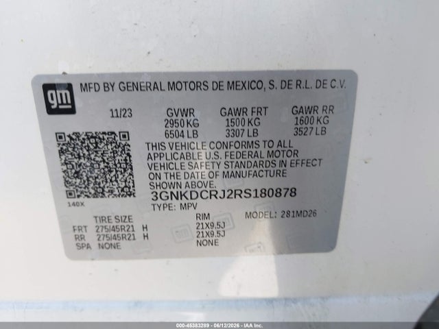Продаж на аукціоні авто 2024 Chevrolet Blazer Ev Eawd Rs, vin: 3GNKDCRJ2RS180878, номер лоту: 45383289