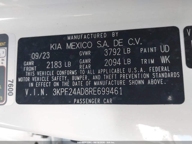 KIA FORTE LX 2024 3KPF24AD8RE699461 Image 9